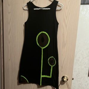 Elegant Black and Green Mini Dress